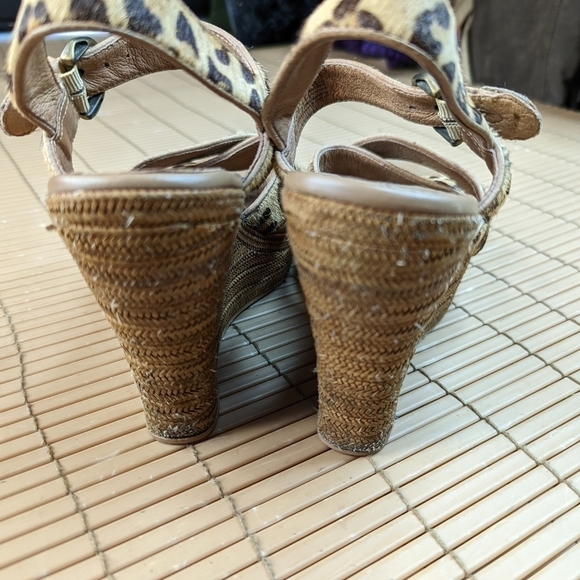 Ugg Jazmine Calf Hair Leopard Tooled Jute Platform sandals women sz 8. 317pmTh - Picture 6 of 10